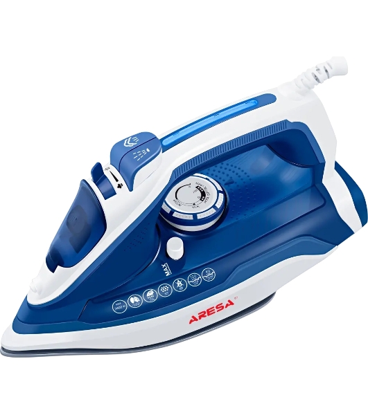 Утюг Aresa AR-3125 синий, 2400 Вт, 40 г/мин, 120 г/мин, 300 мл