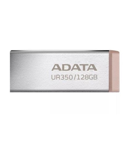 Флешка USB ADATA UR350 (UR350-128G-RSR/BG), 128Gb, USB 3.2, R/W 100/15, серебристый/коричневый