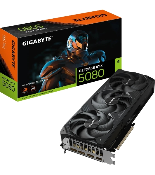 Видеокарта Gigabyte PCI-E 5.0 GV-N5080WF3OC-16GD 1.0 NVIDIA GeForce RTX 5080 16Gb 256bit GDDR7 2670/30000 HDMIx1 DPx3 HDCP Ret
