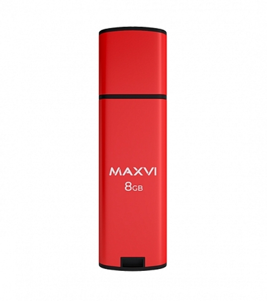 Флешка USB Maxvi MP2 red (FD8GbUSB20C10MP2), 8Gb, USB 2.0, R/W 15/5, красный/черный