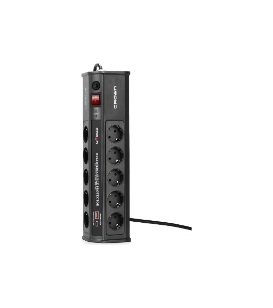 Сетевой фильтр CROWN CMPS-11 черный, 10 розеток, 3 м