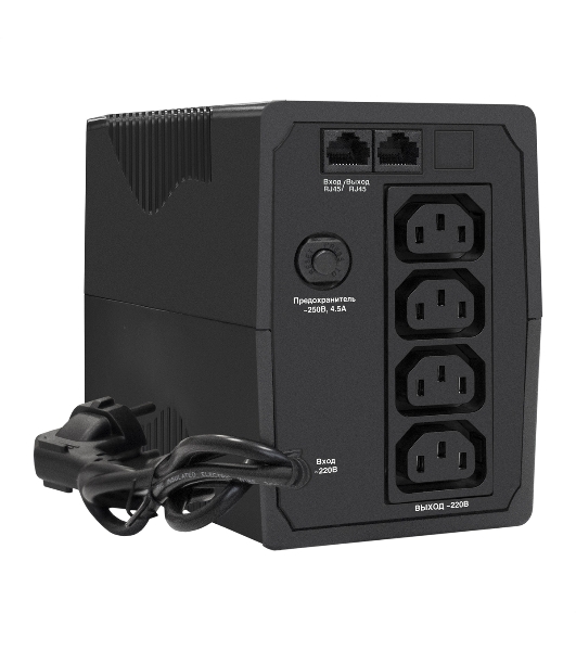 Источник бесперебойного питания ExeGate EP285473RUS Power Back BNB-850.LED.AVR.C13.RJ 850VA/480W, LED, AVR,4*IEC-C13, RJ45/11, черный