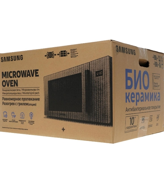 Микроволновая печь Samsung MS23T5018AK/BW черный, 23 л, 800 Вт, переключатели - сенсор
