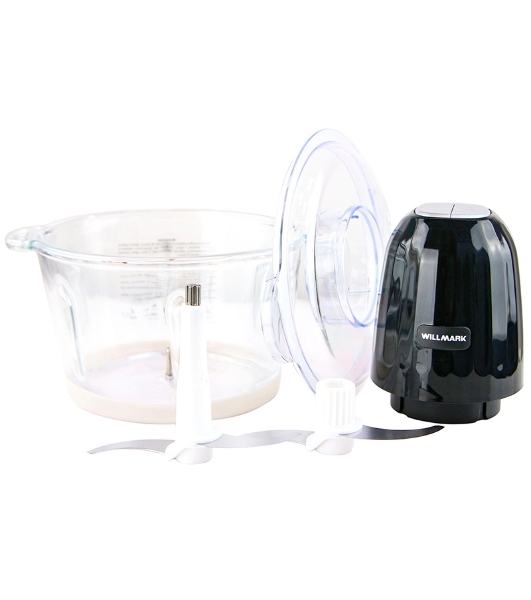 Измельчитель Willmark WMC-7088 (500Вт., стекл. чаша 2л., двойн. лезвия., рез. основание) черный