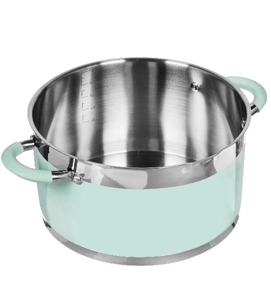Кастрюля LARA LR02-545 MINT 26x14 см, 7,2 л, носик, индукционное дно, крышка с бортом, нержавеющая сталь