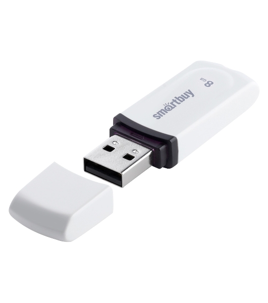 Флешка USB Smartbuy Paean (SB8GBPN-W), 8Gb, USB 2.0, R/W 15/5, белый