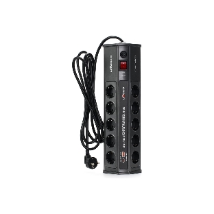 Сетевой фильтр CROWN CMPS-11 черный, 10 розеток, 3 м