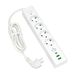 Сетевой фильтр Cablexpert Exnovo EXN-4-CU2-W-2, 4 р, 16А, 1xType-C PD, 30Вт, 2хUSB, 2 м, ур.защиты 4+, белый, коробка, фото3