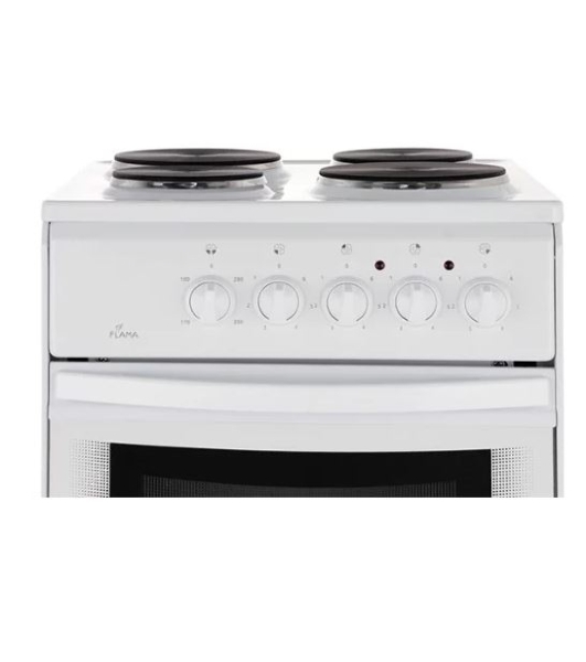 Плита электрическая Flama AE 1401 W белый, конфорок 4 шт, духовка 50 л, 50 см x 85 см x 60 см