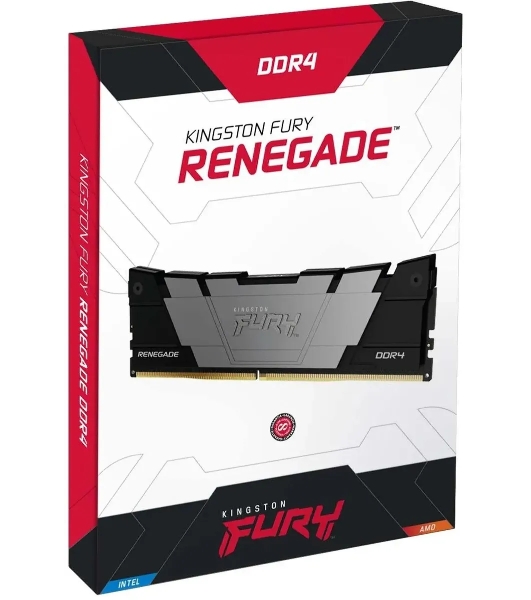 Оперативная память Kingston Fury Renegade, DDR4, 16GB (2x8GB), 4800MHz, CL19, DIMM, с радиатором, черный