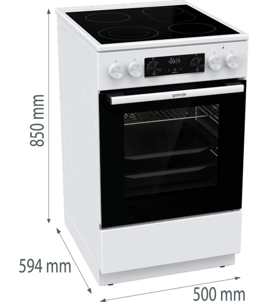 Плита электрическая Gorenje GECS5C70WA белый, конфорок 4 электрических, духовка 70 л, 50 см x 85 см x 59.4 см