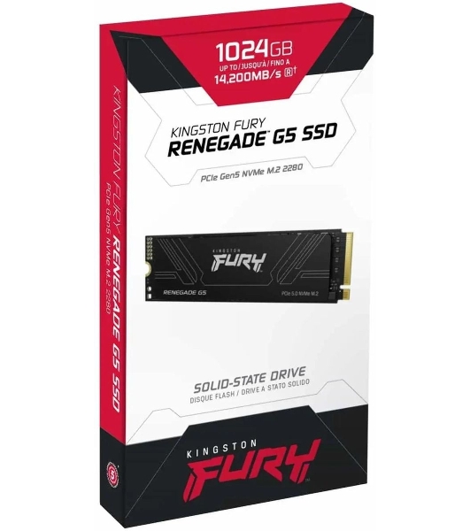 Накопитель SSD Kingston Fury Renegade, 1Tb, M.2(22x80мм), NVMe, PCIe 5.0 x4, 3D TLC, R/W 14200/11000Mb/s, IOPs 2 200 000/2 150 000, TbW 1000, DWPD 0.5 (12 мес)