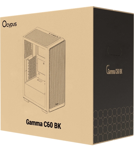 Компьютерный корпус Ocypus Gaммa C60 BK ATX/win/black/no PSU/Tempered Glass