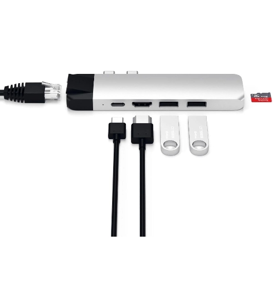 USB-концентратор Satechi ST-TCPHES, USB Type-C, USB 3.0/RJ-45/USB Type-C/HDMI/microSD, USB