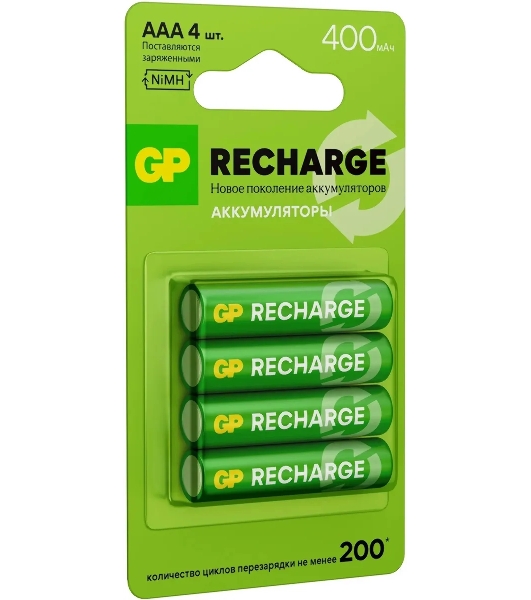 Аккумулятор GP RECHARGE AAA NiMH 400mAh (4шт)
