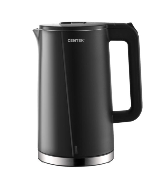 Чайник электрический Centek CT-0005 черный, 1.7 л, 2200 Вт, бесшовная колба, двойные стенки, эффект термоса