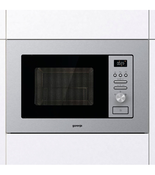 Встраиваемая микроволновая печь Gorenje BM201AG1X нержавеющая сталь, 20 л, 800 Вт, переключатели - поворотный механизм/кнопки