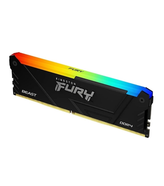 Оперативная память Kingston Fury Beast, DDR4, 16GB (1x16GB), 3600MHz, CL18, DIMM, с радиатором, RGB, черный