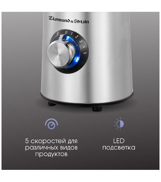 Блендер стационарный Zigmund & Shtain BS-481 D 1200 Вт, металлик