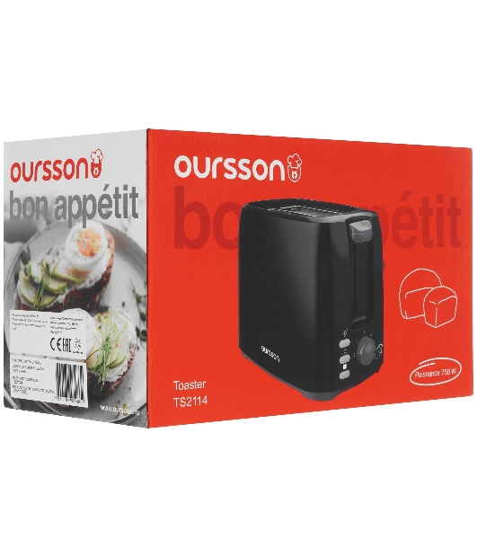 Тостер OURSSON TS2114/BL черный