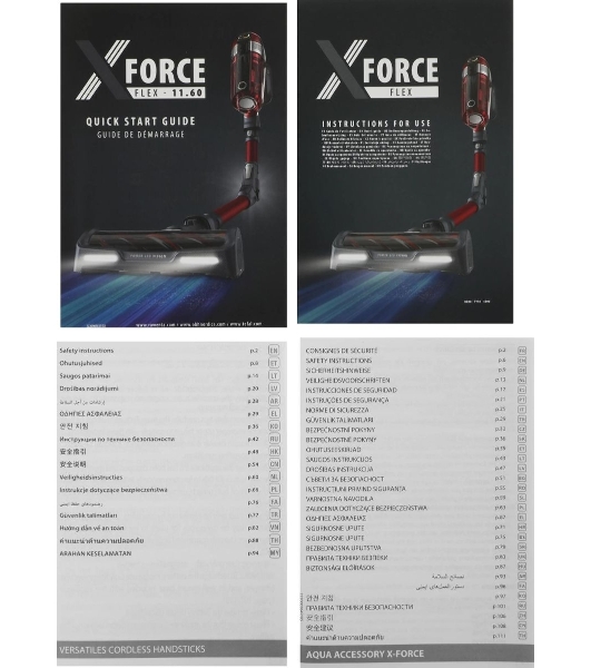 Пылесос вертикальный Tefal X-Force Flex 11.60 Aqua TY9890WO синий/серый, питание от аккумулятора, 130 Вт, уборка сухая/влажная, пылесборник 0.9 л