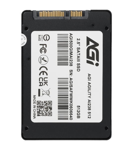 Накопитель SSD AGi 512Gb AI238 2.5' SATA3, 3D NAND,530/510Mbs,300TBW