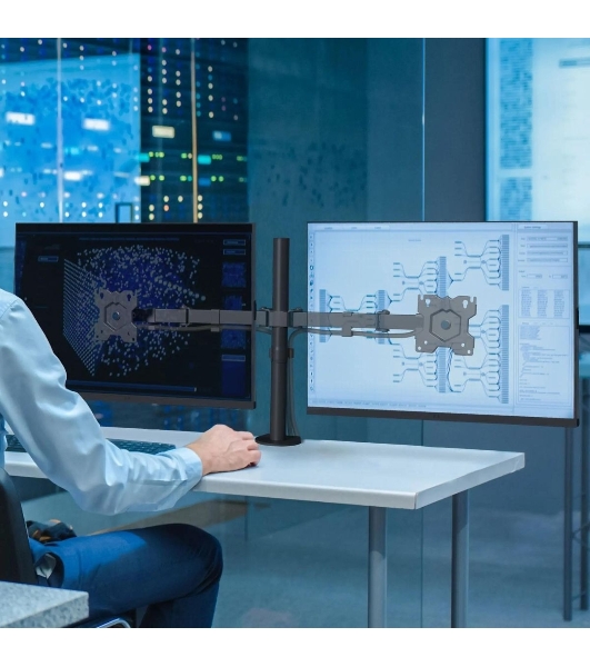 Кронштейн ONKRON D221E для двух мониторов 13'-32' настольный, черный