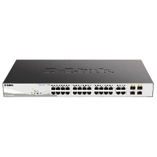 Коммутатор D-Link DGS-1210-28MP/F, 24×1 Гбит/с + 4×1 Гбит/с Combo, настраиваемый