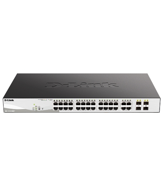 Коммутатор D-Link DGS-1210-28MP/F, 24×1 Гбит/с + 4×1 Гбит/с Combo, настраиваемый