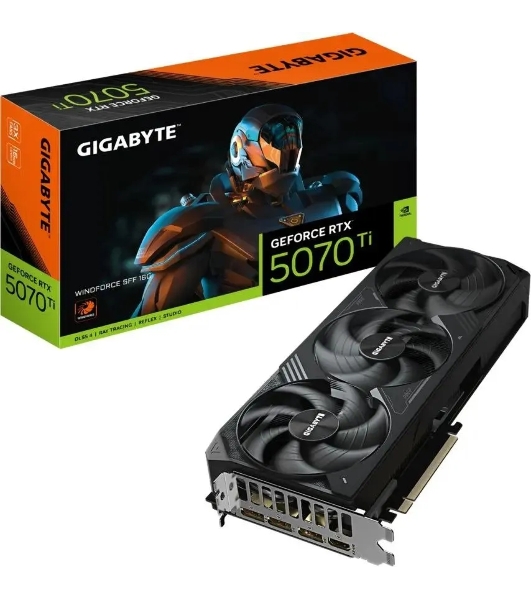 Видеокарта Gigabyte PCI-E GV-N507TWF3-16GD 1.0 NVIDIA GeForce RTX 5070TI 16Gb 256bit GDDR7 2452/28000 HDMIx1 DPx3 HDCP Ret