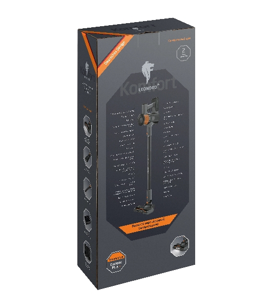 Пылесос вертикальный Leonord LE-1415 DC черный, питание от аккумулятора, 230 Вт, уборка сухая, пылесборник 0,5 л