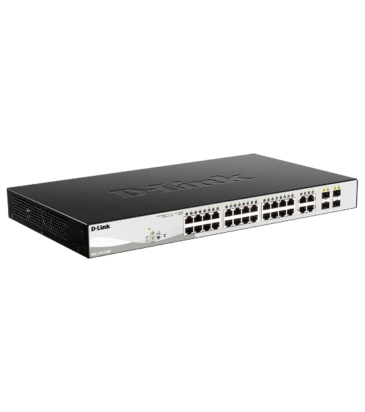 Коммутатор D-Link DGS-1210-28MP/F, 24×1 Гбит/с + 4×1 Гбит/с Combo, настраиваемый