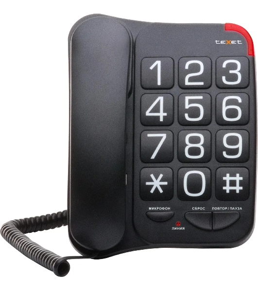 Телефон проводной teXet TX-201 черный