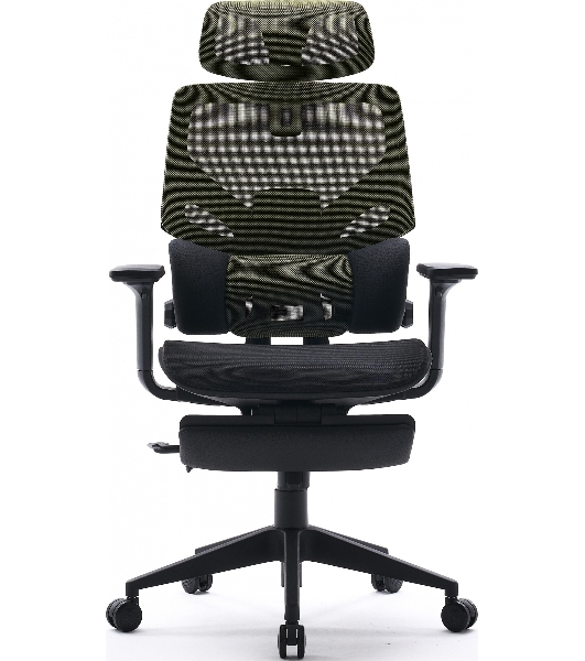 Кресло Cactus CS-CHR-MC01-LGNBK салатовый, сетка, подголовник, подставка для ног
