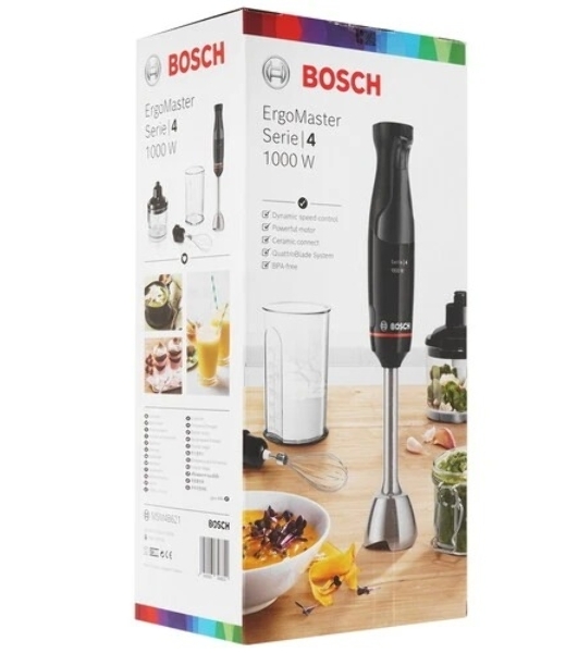 Блендер погружной Bosch MSM4B621 черный, 1000 Вт, 1 скорость