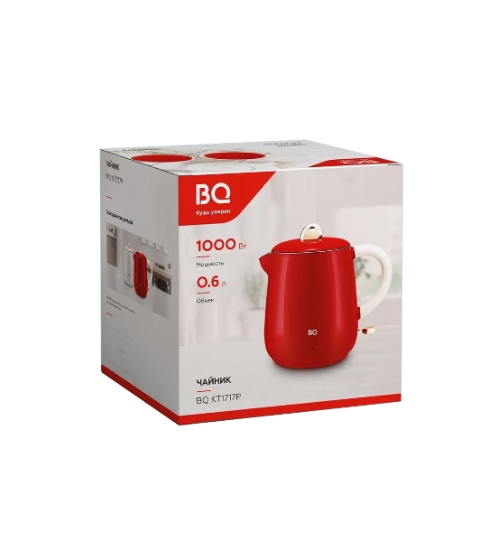 Чайник электрический BQ KT1717P Red. Мощность:1000 Вт, Объем 0,6л