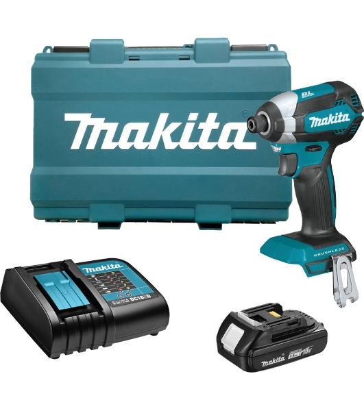 Дрель-шуруповерт Makita DTD153SY, 18 В, 1,5 Ач, 170 Нм, бесщеточный, ударный