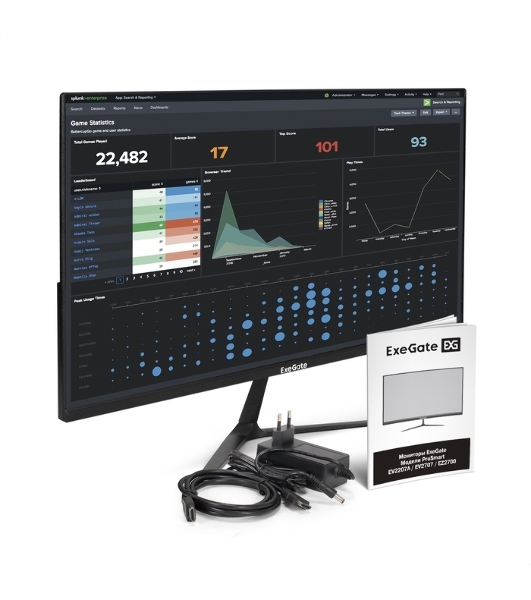 Монитор 27' ExeGate ProSmart EZ2700 IPS 1920x1080, 75 Гц, 5 мс, 16:9, 250 кд/м², VGA, HDMI 1.4, HDR10, FreeSync, черный
