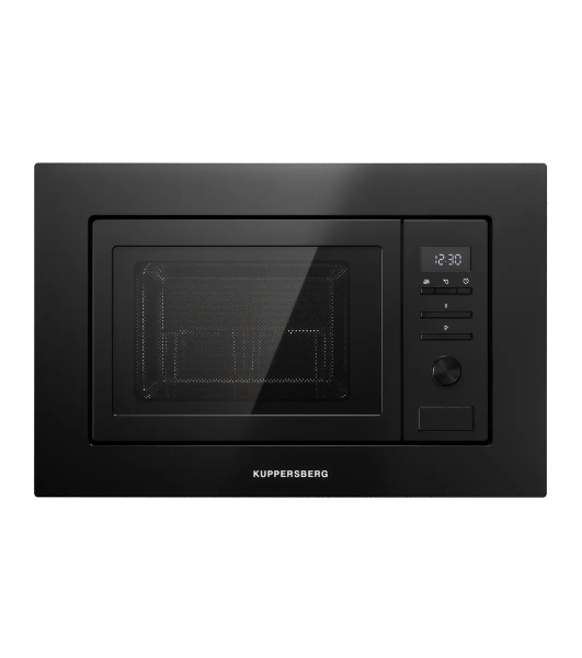 Встраиваемая микроволновая печь Kuppersberg HMW 621 B, объем 20 л, мощность 800 Вт, 5 уровней мощности, гриль, 8 автоматических программ, размораживание, кнопочное управление/утапливаемый поворотный переключатель, черный