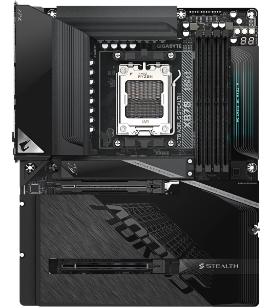Материнская плата Gigabyte X870 AORUS STEALTH, AM5, AMD X870, 4xDDR5, 2xSATA, 4xM.2, 1xPCIe 5.0 x16, 1xPCIe 4.0 x16, 1xHDMI, 1x5Gb LAN, Wi-Fi 7, Bluetooth 5.4, 2xUSB-C 40Gbps (USB4), 1xUSB-C 10Gbps, 4xUSB-A 10Gbps, 4xUSB-A 5Gbps, 4xUSB-A 2.0, 3x3.5 мм + S/PDIF оптический, 7.1, ATX
