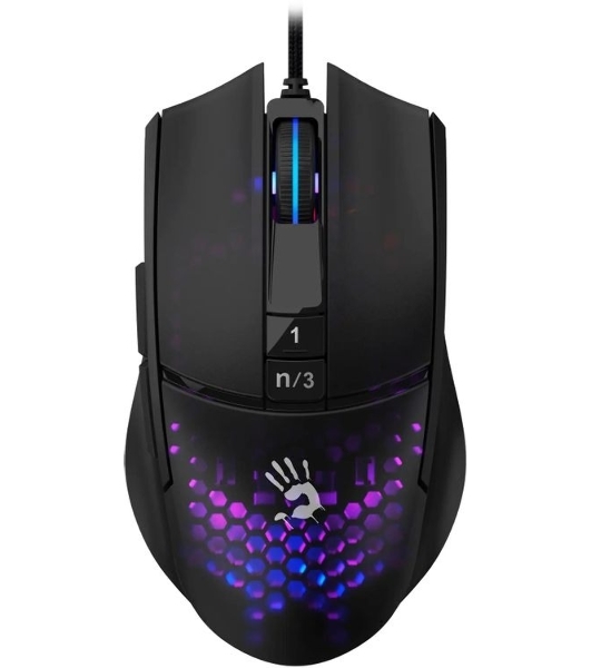 Мышь проводная A4Tech Bloody L65 Max черный/фиолетовый, 12000 dpi, USB, кнопки - 7