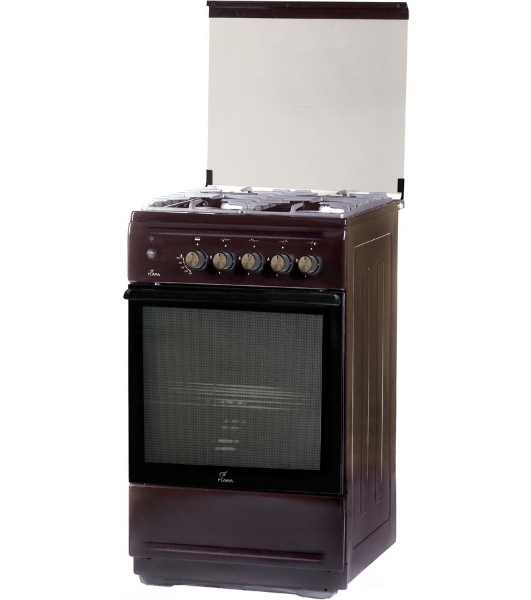 Плита Газовая Flama N FG 24239 B коричневый (стеклянная крышка) реш.чугун