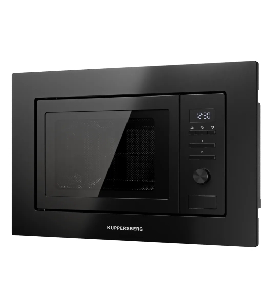 Встраиваемая микроволновая печь Kuppersberg HMW 621 B, объем 20 л, мощность 800 Вт, 5 уровней мощности, гриль, 8 автоматических программ, размораживание, кнопочное управление/утапливаемый поворотный переключатель, черный