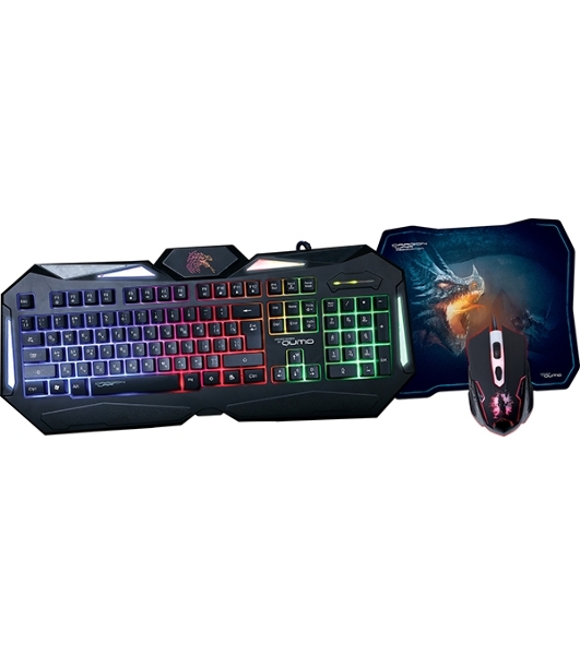 Комплект клавиатура+мышь Qumo Spirit of Wisdom проводной, USB, 2400 DPI, чёрный