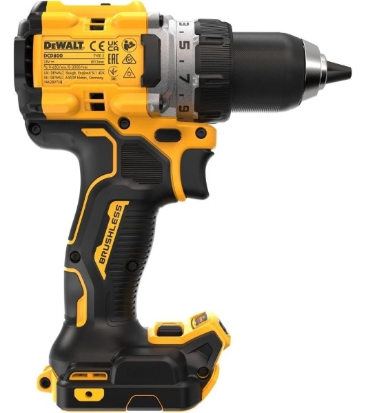 Дрель-шуруповерт DeWalt DCD800E1T-QW, 18 В, 1,7 Ач, 90 Нм, бесщеточный