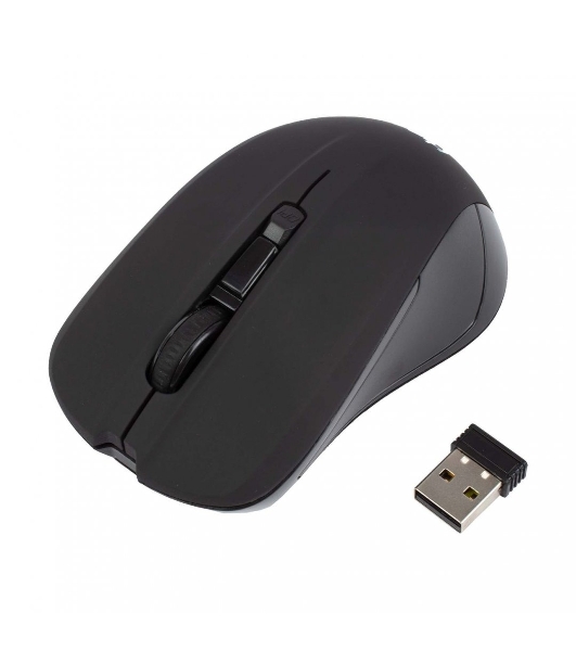 Мышь беспроводная HIPER HOMW-101, 1000-1600 dpi, оптический, 4 кнопки, Soft-touch покрытие, USB-приемник, 2,4 ГГц, батарея 1хАА, черный (HOMW-101)