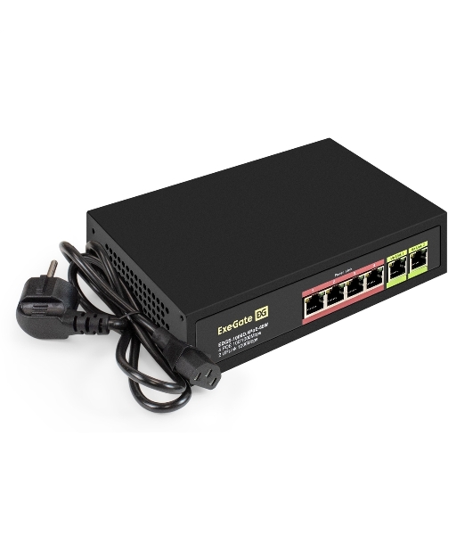 Коммутатор ExeGate EDGS-1006D.4PoE-65W, 4×1 Гбит/с PoE + 2×1 Гбит/с, неуправляемый
