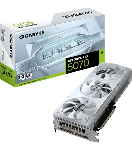 Видеокарта Gigabyte PCI-E GV-N5070EAGLEOC ICE-12GD 1.0 NVIDIA GeForce RTX 5070 12Gb 192bit GDDR7 2805/28000 HDMIx1 DPx3 HDCP Ret
