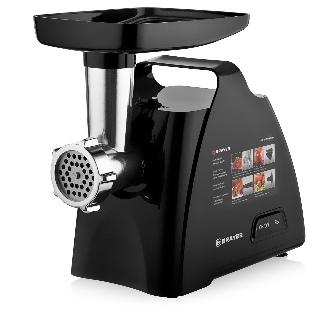 Мясорубка электрическая BRAYER BR1606 черный, 1800 Вт, 2.0 кг/мин, реверс, защита от перегрузки, насадки - 5
