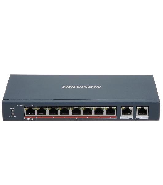 Коммутатор Hikvision DS-3E0310HP-E, 8×100 Мбит/с PoE+ + 2×1 Гбит/с, неуправляемый
